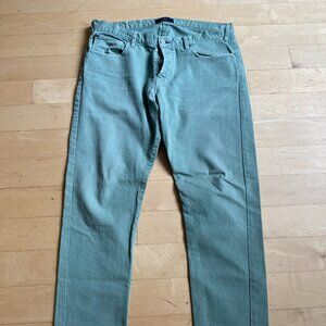 Paul Smith mens stretch green jeans sz 34L button fly tapered fit